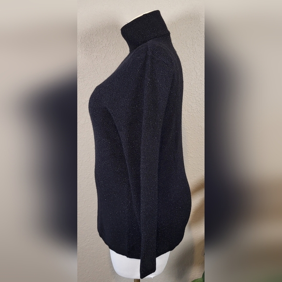 CATO Black and Silver Metallic Stretch Turtleneck Sweater - Plus Size 18/20W - Picture 4 of 9